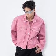 American Retro Distressed Tassel Denim Jacket For Couples Men And Women